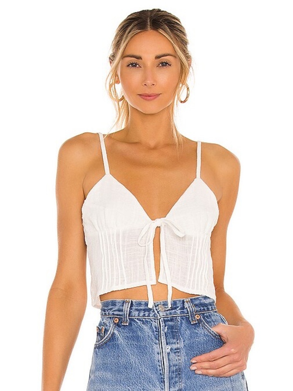 Indah Dusty Tie Front Camisole in Ivory